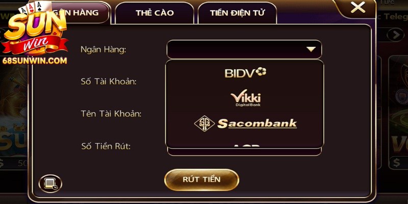 Rút tiền từ game siêu tốc qua ngân hàng online theo hướng dẫn